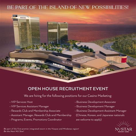 Job Hiring Nustar Hotel, Casino,resorts Work, Jobs in Cebu City.